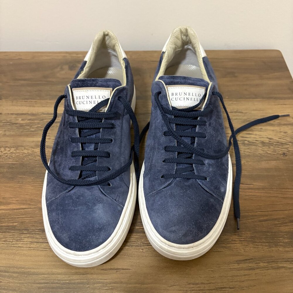 Brunello Cucinelli - Nubuck calfskin sneakers (Blue)